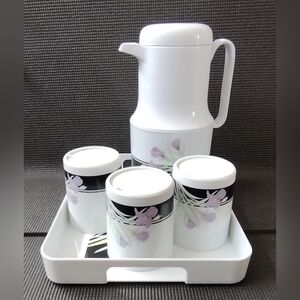 Elegant Floral Tea Thermal Carafe Set - Plastic Made In Taiwan.